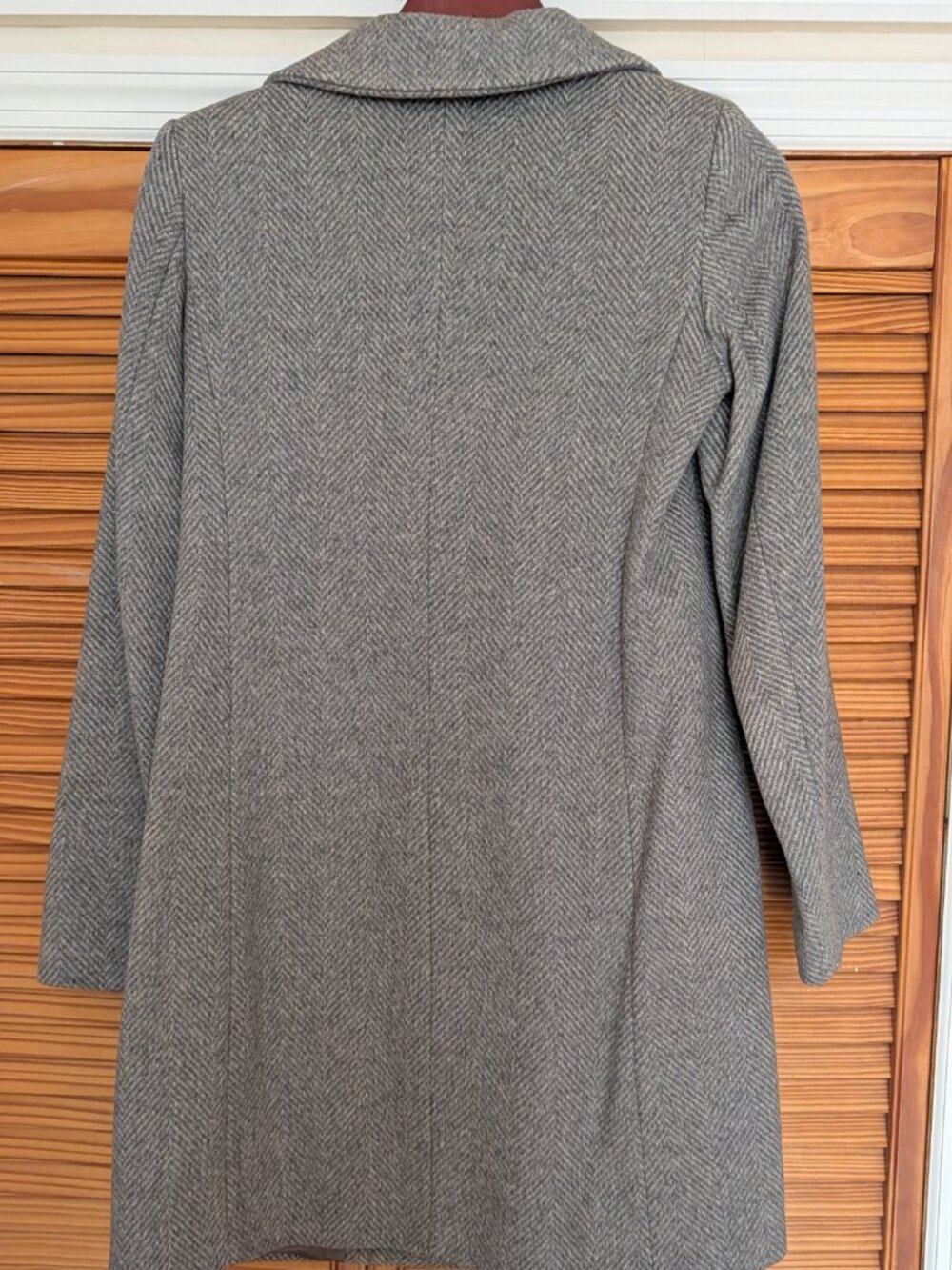 United Colors of Benetton Grey Herringbone Wool Coat Italian Size 40 US 4 Small - Picture 6 of 16